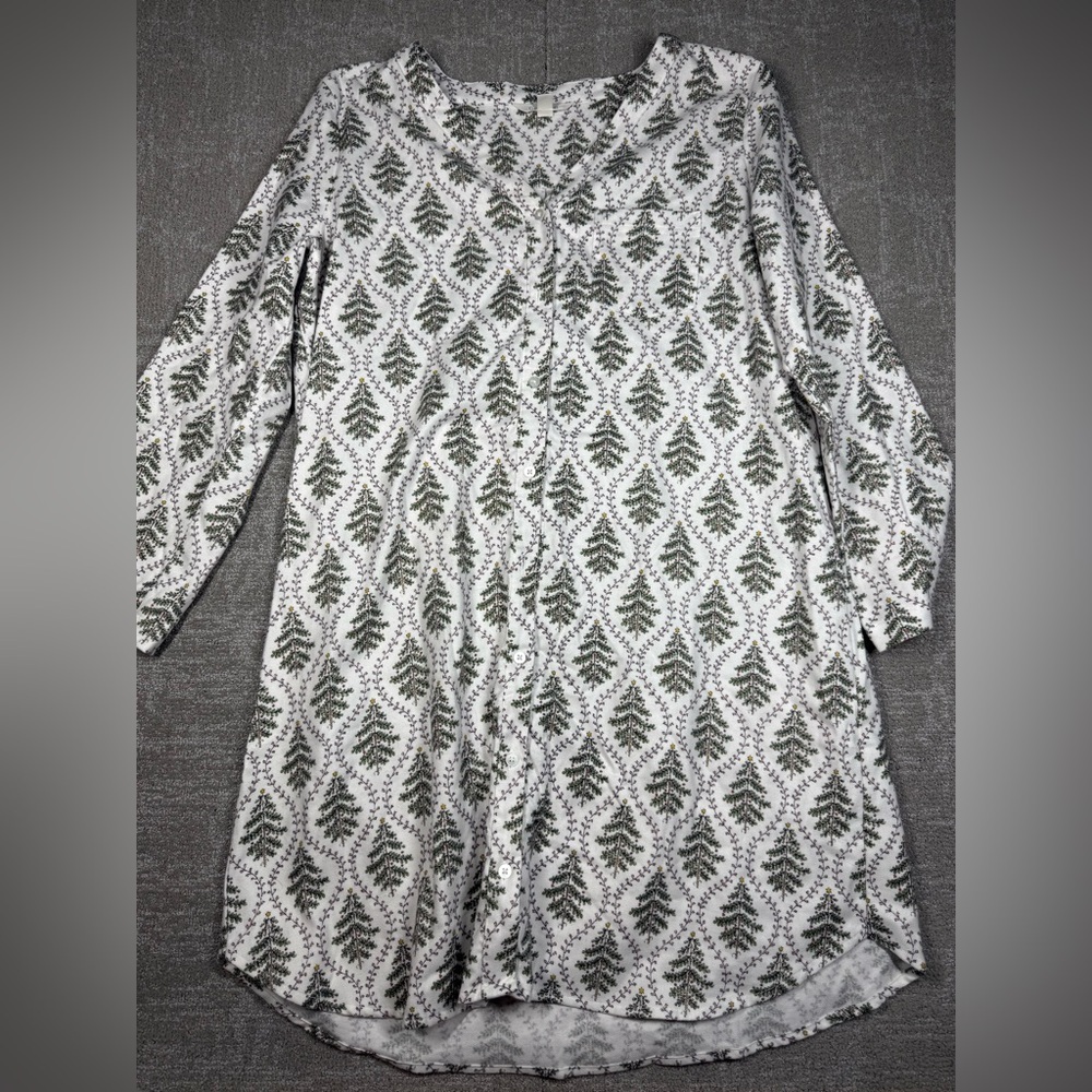 Garnet Hill 100% Organic Pima Cotton Soft Pinetree Christmas Sleep Dress NWOT XL